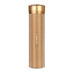 Étui à cigares Blats en aluminium doré avec hygromètre, design cylindrique moleté.