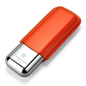 Étui à cigares en acier et cuir – Osualt, orange