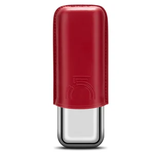 Étui à cigares en acier et cuir – Osualt, rouge